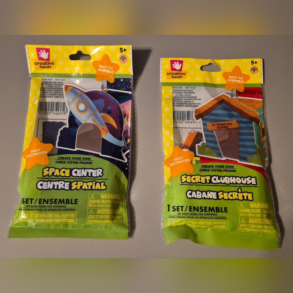 Space Center and Secret Clubhouse Wooden Craft Kits Comes / Hook,Glue,Cord